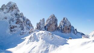 The snow-covered Three Peaks