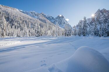 Snow-covered Dolomite landscape
