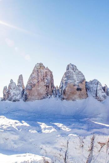 Le Tre Cime di Lavaredo innevate
